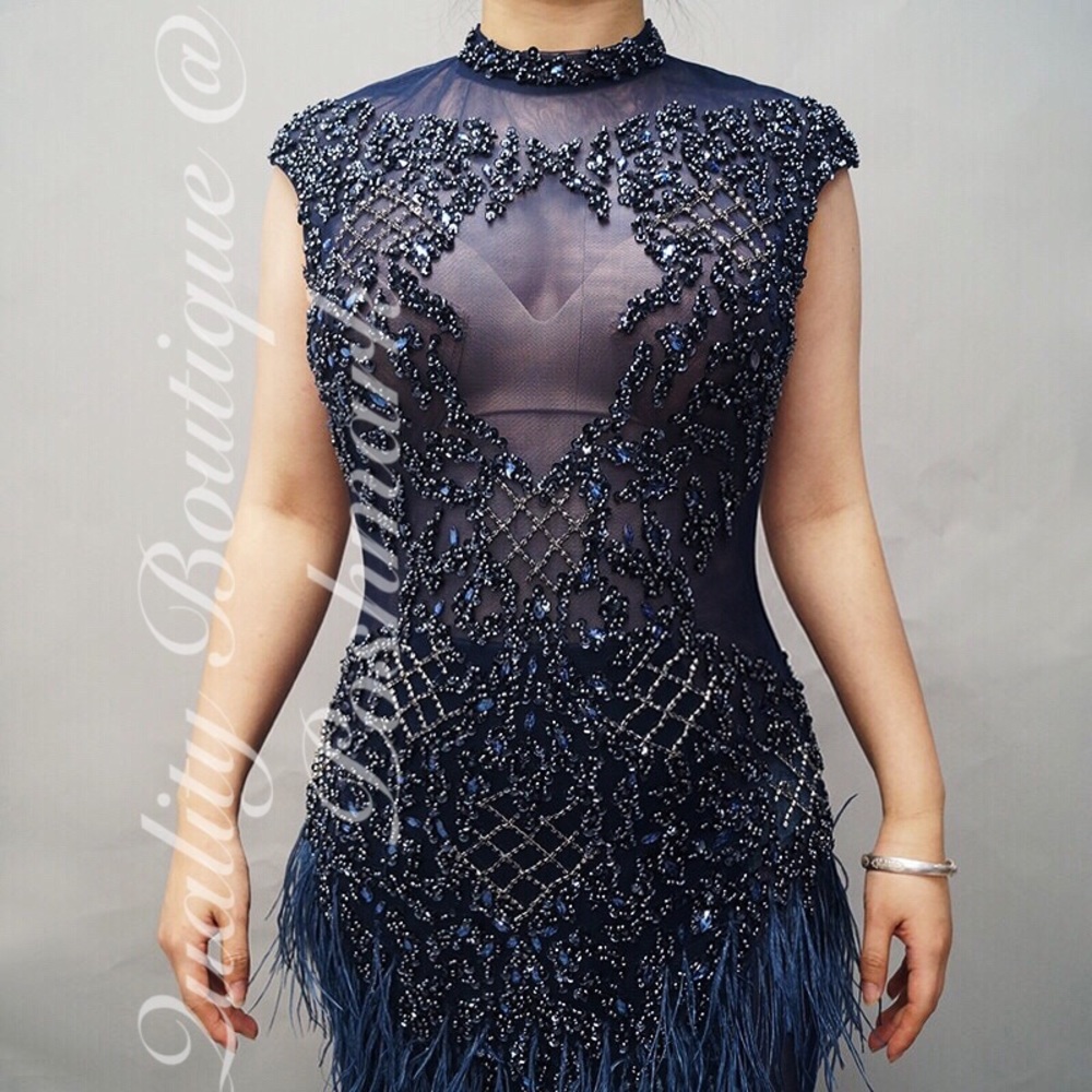 Luxurious Gothic Knight Feather Mermaid Gown, 2-16 - Picture 5 of 8